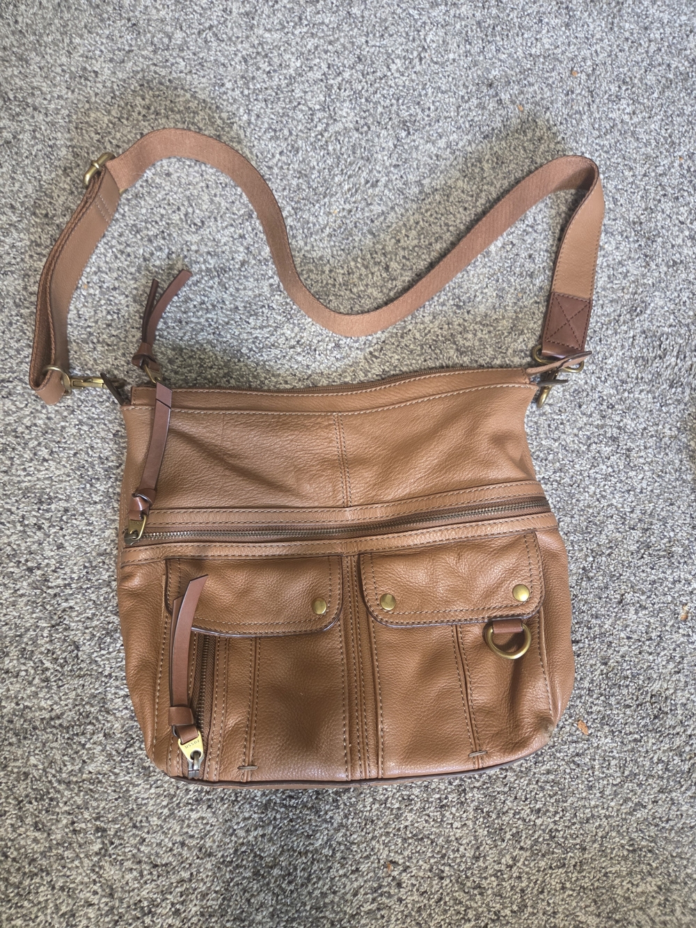Fossil Crossbody Leather Shoulder Bag Boho Chic